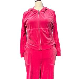 Hot Pink Velour Tracksuit Lounge Set Hoodie Pants XL Juicy Couture Y2K Inspired